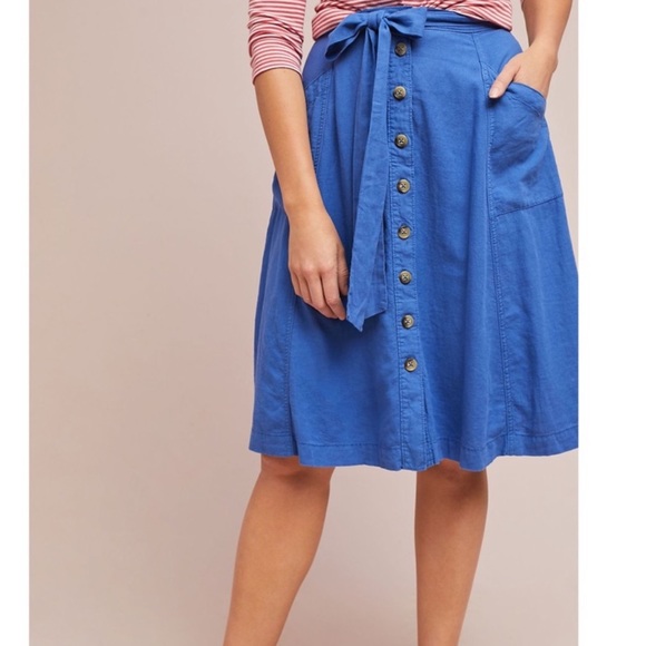 Anthro MAEVE blue Berea top & Riviera skirt set - Picture 4 of 9